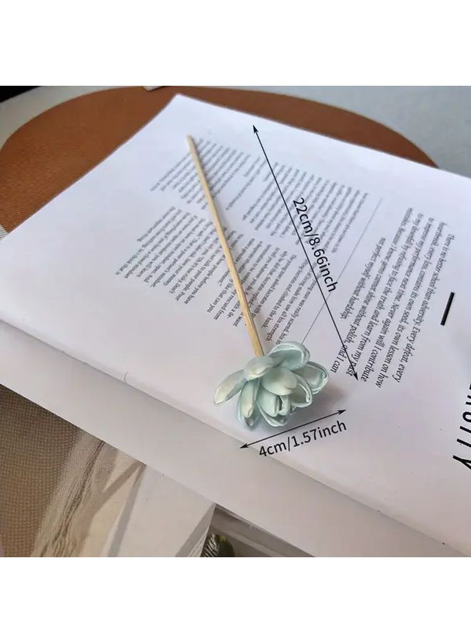 أعواد الروطان المزيفة غير القابلة للاشتعال باللون الأزرق مع حامل أسود لتزيين المنزل والمكتب والمنتجعات الصحية - Image 3